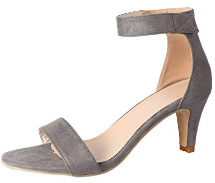 Sandalen Damen dünne High Heels Sommer Knöchelriemen Damen Pumps Schuhe (41,Grau)