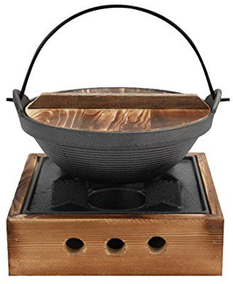 Thicken Japanese sukiyaki Sets with Stove and Lid Small Pot Cast Iron Pot Japanese Pot Stew Pot Hot Pot with Stove Set,D18cm