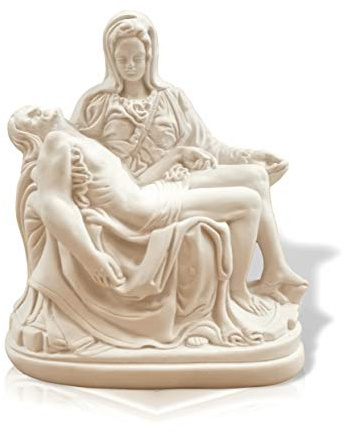 FUNNY CUP Figura escayola la Piedad. Medidas aproximadas 16 cm. Manualidades para Pintar. Figura Iglesia católica. Virgen y Cristo yacente
