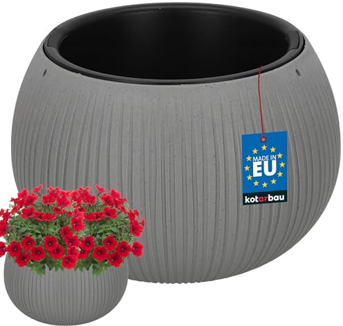 KOTARBAU® Blomkruka 290 x 200 mm betonggimitation med vågdesign innerkruka modern ört