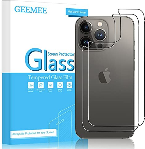 GEEMEE für iPhone 13 Pro Max (6.7 Zoll) Rückseite Hinten für Panzerglas Schutzfolie, 9H Filmhärte Gehärtetem Schutzglas Vollständige Abdeckung Hohe Empfindlichkeit Displayschutzfolie