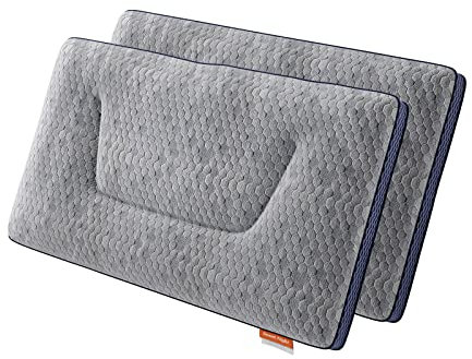 Sweetnight Almohada de Microfibra 40 x 75cm | Funda Tejida de Fibra con Gráfeno Lavable a la Máquina | Relleno de Algodón Poliéster | Almohada para Dormir | Transpirable, Suave y Cómoda | 2 Unidades