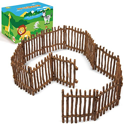EYSCOTA Realistic Toy Fence, Large Corral Fencing Panel Accessories Playset, Farm Fence Toys for Barn Paddock Horse Stable Horses Figurines, Christmas Birthday Gift for Kids Toddler