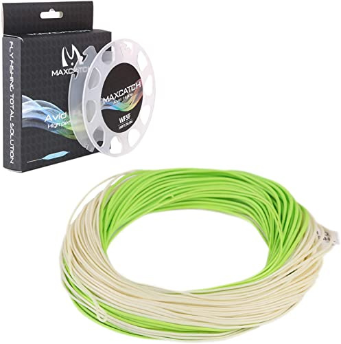 Maximumcatch Fliegenfischen Schnur mit Schlaufen, schwimmende Fliegenschnur 30,5m lang, WF3F/4F/5F/6F/7F/8F, sechs Farbe (WF3F, Elfenbein & Chartreuse)