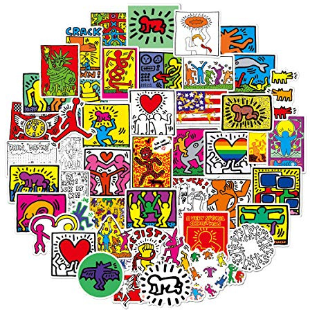 Street Graffiti Visual Art Stickers for Keith Haring 50 Pcs Vinyl Waterproof Stickers for Laptop Water Bottle Skateboard Bike Car Helmet Computer Tablet,Gifts for Teen Kids Adult Boys Girls