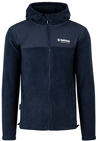 Spitzbub Herren Fleecejacke Jacke mit Kapuze Kapuzenjacke in Blau