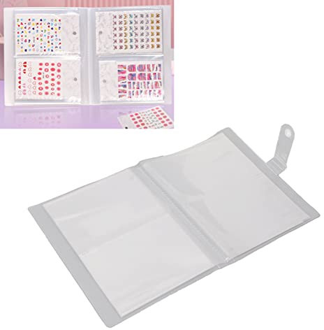 80 Slots Nail Art Sticker Storage Book,Large Capacity Ail Stenicls Organizer Book,Frosted Transparent Empty Nail Art Sticker Photo Album, Empty Nail Decals Organizer