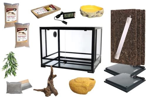 Komplettset: Für Pythons und kleinere Boas (120cm Länge) Terrarium mit ReptiZoo Glas-Terrarium 120x60x45 cm (RK0226)
