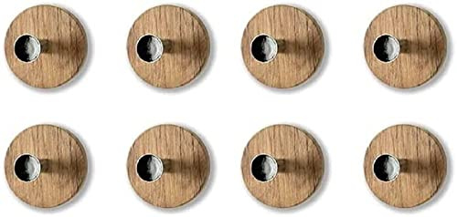 HAKU Garderobenknopf 8er Set chrom, wildeiche, MDF, Metall - Maße: T 5 cm x Ø 7 cm, Style: Modern