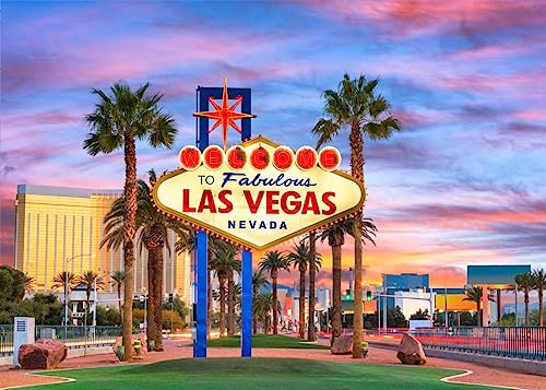 BELECO 3.5x2.5mToile de Fond en Tissu Las Vegas Bienvenue au Fabuleux Panneau de Las Vegas Nevada pour Photographie, décorations de fête à thème de Casino de Las Vegas, Fond d'anniversaire