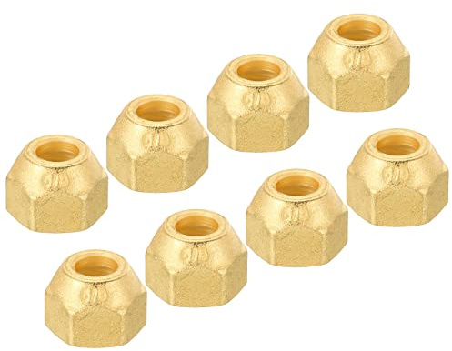 PATIKIL 3/8 SAE Gewinde Messing Leuchtkugel 8 Pack 45 Grad Bördelung Rohranschluss Muttern Hydraulik Schlauch Verschraubung für Klimaanlage Wasser Gas Leitung Matte Oberfläche