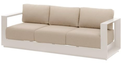 Hespéride - Allure Avoine Beige 3-Sitzer Gartensofa, rostbeständig, abnehmbare Kissen, wasserabweisender Stoff, Terrassen- und Balkonmöbel