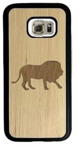 EnoWood Custodia protettiva per smartphone Samsung Galaxy S legno massello lavorata artigianalmente - Lion - Galaxy S Enowood7 Edge - Fascino