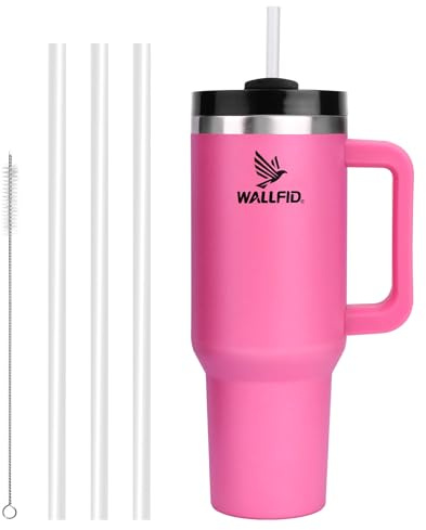 Gobelet de 40oz en Acier Inoxydable Isolé sous Vide, avec Couvercle et Paille, Idéal pour Boissons Chaudes/Froides, Parfait pour Café, Thé, Smoothies, etc (Rose)