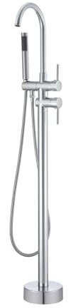 VEVOR Freestanding Bathtub Faucet, Floor Mount, Freestanding Tub Filler, Shower Mixer Taps, Two Water Modes, 360° Swivel Spout, for Bathing & Showering Pet Bathing Cleaning Drains Toilet Flushing
