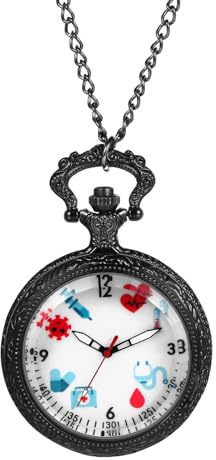 Avaner Taschenuhr Schwesternuhr Medizinische Arbeitsuhr: Krankenschwester Uhr Transparente Taschenuhr mit Kette Pocket Watches für Arzt Ärztin Schwester Pfleger