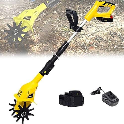MaiBuL LNNW Garden Cultivator 20V Cordless Electric Scarifier,Handheld Rotavator,Portable Electric Tiller,with Rechargeable Battery,16cm Working Depth for Garden, Vegetable Plots