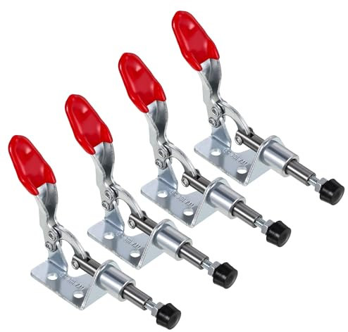 sdhiiolp 4 Stück Schnellspanner Kniehebelspanner Set Kniehebelklemme Klemmhebel 301 AM Haltekapazität Hub Push Pull Action Handwerkzeug Schnellspannwerkzeug für Maschinenbetrieb Zimmerei Schweißen