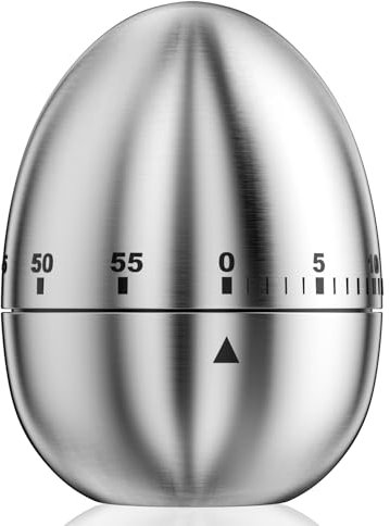 Rseuphiee Temporizador de Cocina de Acero Inoxidable - Cronómetro para Huevos, Mecánico y Manual de 60 Minutos - para Cocina y Hornear