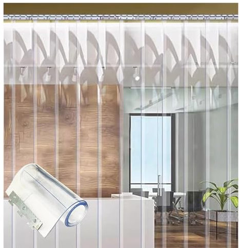 LGJEGD Lamellenvorhang, 1 mm Dicker Gefriervorhang, Kunststoff-Türvorhang mit Montagehalterung (75x290cm/29.53x114.17in)