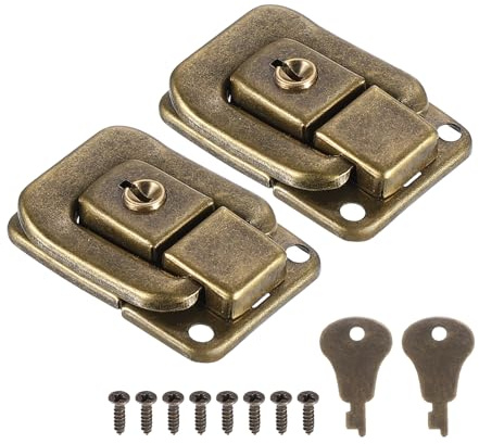 PATIKIL Suitcase Lock Hasp 1.6 x 1.10,2Pcs Iron Toggle Catch Lock with Keys/Screws Latch Clasp for Jewelry Box Wooden Case Toolbox, Bronze