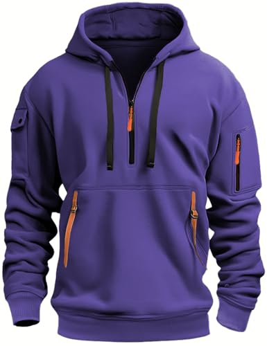 MEDUOLA Herren Kapuzenpullover Sweatshirt mit Reißverschluss Jungen und Herren Sweatshirt mit Reißverschluss Multifunktionelle Tasche Sweatshirt mit Kapuze Jogging Pullover