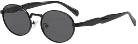 JCTAIFOO Vintage Ovale Sonnenbrille Retro Stilvolle Runde Sonnenbrille für Damen Herren Metallrahmen Brillen Schwarz/Grau