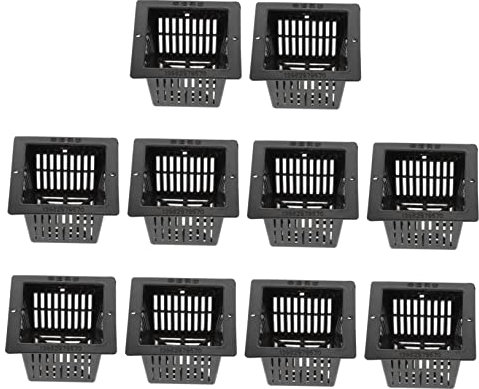Garneck Hydrokultur Topf Set - 10 Stück Pflanzkörbe Für Wasserpflanzen Und Teichpflanzen - Quadratische Netztöpfe Für Aquaponik Und Hydroponik Ideal Für Garten Und Gewächshaus Schwarz