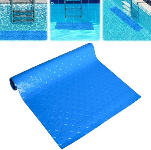 Tapis d'échelle de piscine Vaileal : 90 x 40 cm, antidérapant, en Plastique, Bleu