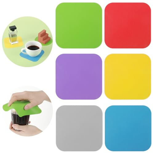 Oruola 6 stycken gummidukar för öppning av glas, silikonlocköppnare, gummiglasöppnare gripare, halkfri glasöppnare gummi för enkel öppning av glas och flaskor, flerfärgad