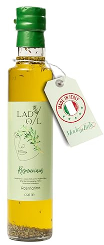 Olio ExtraVergine Di Oliva Aromatizzato al Rosmarino - LadyOil - Olio 100% ITALIANO - Estratto a Freddo - Bottiglia 250ml - Ideale per Condire e Insaporire (Rosmarino).