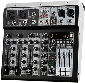 Mesa Mezclas, Mezclador De Sonido 2x Entrada Estéreo Mono Consola De Mezcla Digital De 4 Canales For DJ Studio Sta Performance