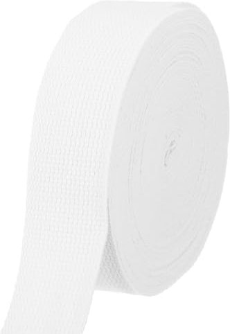 QUARKZMAN Cinta De Algodón 1.5 Pulgadas 11 Yardas Tejido De Poliéster Para Asas De Bolsas Tote Cinturón De Tela Suministros Para Exteriores Cinta De Sarga Para Manualidades Y Artes, Blanco