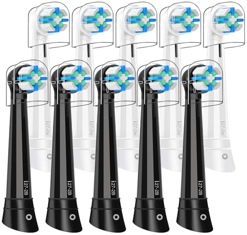 Recambio Cepillos Compatible con Oral B IO Cepillos Eléctrico, Cabezales Compatible con Oral B IO 2/3/4/5/6/7/8/9/10 Cuida tus Dientes y Encías (10 Negro/Blanco)