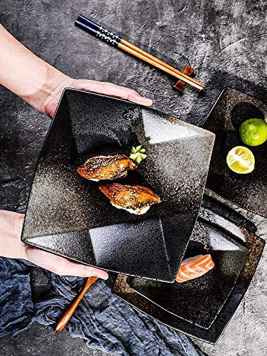 Msuiiixcccc Japanese Retro Ceramic Plate Kitchen Plate Dessert Plate Salad Plate Square Plate Plate Japanese Dinner Plate (Size: 7 inch)