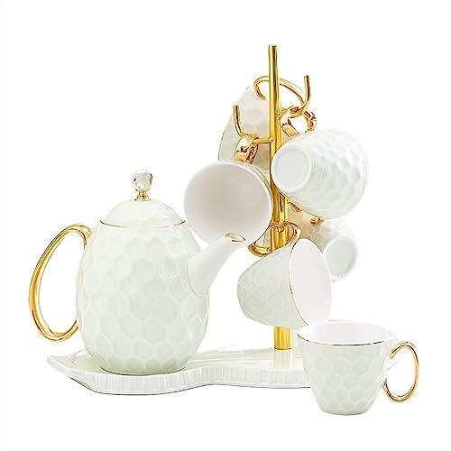 Dh2yjnbf3 Jarra de Agua Juego de Tazas de té Modernas for el hogar, Taza de cerámica for Beber, Sala de Estar Familiar, Hospitalidad Jarra de Té Helado(Blanco)