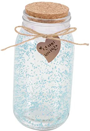 BATHVEVE Botella De Vidrio Luminosa Grande Azul Corcho, Tarro De Deseos Decorativo Multiusos, Material Vidrio Seguro Para Almacenamiento, Adecuado Para Decoración Nocturna y Regalos