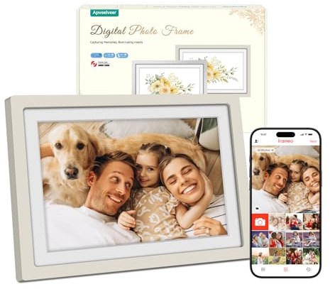 Frameo Cornice Digitale Foto WiFi 10.1 Portafoto Digitale, Memoria da 32 GB, Schermo Touch IPS HD 1280 * 800, Condividi Foto Video Tramite l'app Frameo da Remoto, Regalo da Donna Uomo