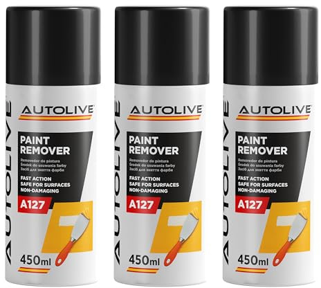 AUTOLIVE Eliminador de Pintura Profesional Spray Pack de 3 x 450 ml – Acción Rápida, Seguro para Superficies y No Dañino – Elimina Pintura, Laca, Goma de Mascar y Suciedad Difícil
