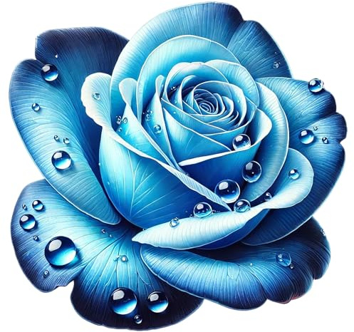 x4 Blue Rose Vinyl Stickers Floral Art Decals 20cm & 7cm Wall Decor | Cover Marks, Opaque Non-Transparent Finish, No White Edges, Waterproof, UV Resistant, Multi Use floral aesthetic, gift idea