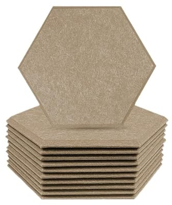 Akustikpaneele 12Pcs Acoust Insulation Home Sound Absorbing Panels Noise Isolation Acoustic Absorption Panel(Large Hexagon,0.8cm Medium)