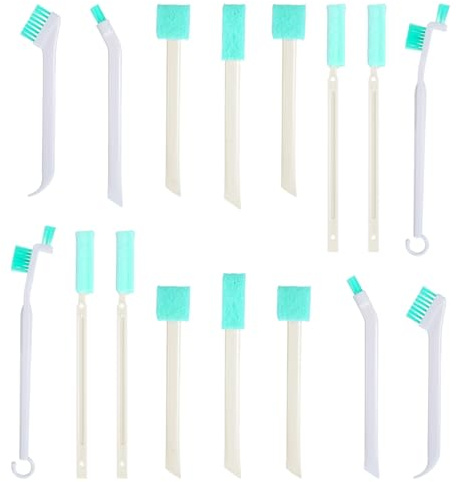 16 Stück Kleine Reinigungsbürsten Fensterrillen Cleaning Brush Kleine Bürste Reinigung Flasche mit Schwamm Reinigungsbürsten Multifunktionale Reinigungsbürste Set für Küche Badezimmer