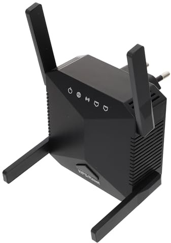 CATIEBYE Repetidor WiFi de 2,4 GHz 4 Antenas, Señal Inalámbrica de 300mbps, Diseño Abs Ventilación Lateral, Función Anticolisión y Memoria para Ampliar Señal en Hogar