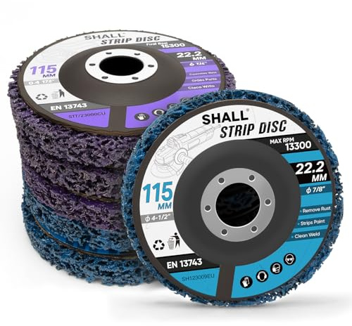 SHALL 6 Piezas Discos de desbaste, 115 mm Discos de Limpieza para, Adecuado para amoladoras angulares con un diámetro interior de 22,2 mm (7/8 pulgadas), utilizado para eliminar óxido.