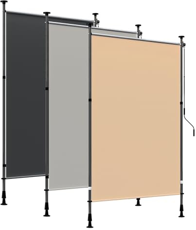 HOMEDEMO Tenda da Sole verticale con manovella regolabile, tende da sole per esterno senza foratura, Altezza Regolabile, Impermeabile e Anti-UV, per Balcone e Terrazzo, 120x(220-310) cm, Cachi