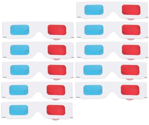 Veemoon 10 Gafas 3D Rojas y Azules de Papel Portátiles y Ligeras para Juegos y Películas en Casa