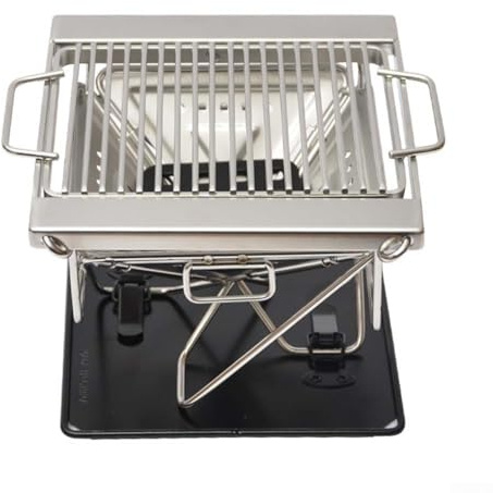 Portable Charcoal Grill for 1-2 People: Folding Stainless Steel BBQ with Adjustable Height,Compact Camping Barbecue for Outdoor Picnic and Tailgating