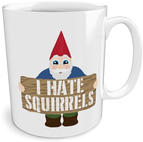 Black Raven Design - Garden Gnome | I Hate Squirrels, Ceramic Mug, 11fl oz