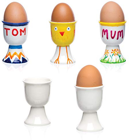Baker Ross ET879 Porcelain Egg Cups (Box of 4), White, 70mm