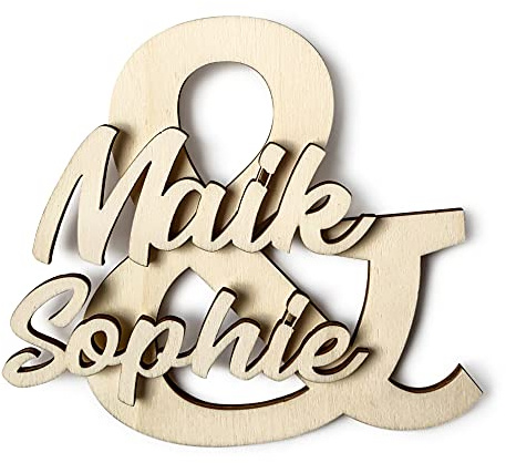 DRYSSON Wanddeko Geschenk personalisiert Hochzeitsgeschenk Hochzeit Valentinstag individuell Name Holz Buchstaben Schild zur Hochzeit Jahrestag